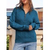 Dokotoo Women’s Sweaters 2026 Fall Winter Quarter Zip Ribbed Cable Knit(Peacock Blue)