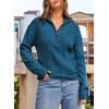 Dokotoo Women’s Sweaters 2026 Fall Winter Quarter Zip Ribbed Cable Knit(Peacock Blue)