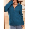Dokotoo Women’s Sweaters 2026 Fall Winter Quarter Zip Ribbed Cable Knit(Peacock Blue)