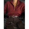 Dokotoo Women’s Sweaters 2026 Fall Winter Quarter Zip Ribbed Cable Knit(Red Dahlia)