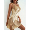 Dokotoo Women’s Swimsuit Cover up Crochet Beach Floral Hollow Slit Dresses(Beige)