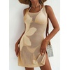 Dokotoo Women’s Swimsuit Cover up Crochet Beach Floral Hollow Slit Dresses(Jet Stream)