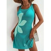 Dokotoo Women’s Swimsuit Cover up Crochet Beach Floral Hollow Slit Dresses(Lapis)