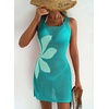 Dokotoo Women’s Swimsuit Cover up Crochet Beach Floral Hollow Slit Dresses(Lapis)