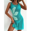 Dokotoo Women’s Swimsuit Cover up Crochet Beach Floral Hollow Slit Dresses(Lapis)