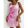 Dokotoo Women’s Swimsuit Cover up Crochet Beach Floral Hollow Slit Dresses(Light Pink)