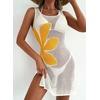 Dokotoo Women’s Swimsuit Cover up Crochet Beach Floral Hollow Slit Dresses(White a)