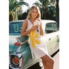 Dokotoo Women’s Swimsuit Cover up Crochet Beach Floral Hollow Slit Dresses(White a)