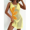 Dokotoo Women’s Swimsuit Cover up Crochet Beach Floral Hollow Slit Dresses(Yellow Cream)