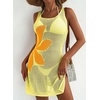 Dokotoo Women’s Swimsuit Cover up Crochet Beach Floral Hollow Slit Dresses(Yellow Cream)