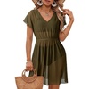 Dokoto Womens V Neck Sheer Mesh Beach Bathing Suit Cover Up Bikini Dress(A Green)