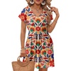 Dokoto Womens V Neck Sheer Mesh Beach Bathing Suit Cover Up Bikini Dress(A-floral Orange)