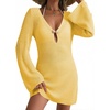Dokotoo Beach Cover Ups for Women Sexy Deep V Neck Swimsuit Cover Up Dress(Yellow)