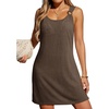 Dokotoo Swimsuit Coverup for Women Sheer Beach Cover Up Dress(Coffee Brown)