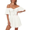 Dokotoo Womens Dresses 2026 Deep V Neck Elegant Bow tie Mini Dress S-XL(A White)