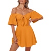 Dokotoo Womens Dresses 2026 Deep V Neck Elegant Bow tie Mini Dress S-XL(Citrus)