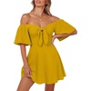 Dokotoo Womens Dresses 2026 Deep V Neck Elegant Bow tie Mini Dress S-XL(Ginger)