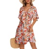 Dokotoo Womens Dresses 2026 Deep V Neck Elegant Bow tie Mini Dress S-XL(Z Orange)
