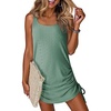 Dokotoo Women’s Hollow Out Cover Up Swimwear Beachwear Double Shoulder Straps Sleeveless Mini Dress Drawstring Beach Dress(Mist Green)