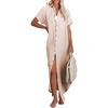 Dokotoo Womens Long Cardigans Swimsuit Cover Ups Summer Beach Dress(Apricot)