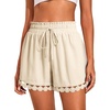 Dokotoo Womens Shorts Summer Elastic Waist Wide Leg Lace Beach Cover Ups(Beige)
