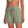 Dokotoo Womens Shorts Summer Elastic Waist Wide Leg Lace Beach Cover Ups(Green)