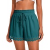 Dokotoo Womens Shorts Summer Elastic Waist Wide Leg Lace Beach Cover Ups(Lake Blue)
