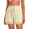 Dokotoo Womens Shorts Summer Elastic Waist Wide Leg Lace Beach Cover Ups(Yellow)