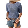 Dokotoo Womens Summer Short Sleeve Crochet Tops Hollow Out Floral Sweaters Beach Vacation Cruise Outfits(Blue)