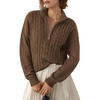 Dokotoo Women’s Sweaters 2026 Fall Winter Quarter Zip Ribbed Cable Knit(Desert Palm)