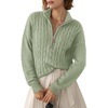Dokotoo Women’s Sweaters 2026 Fall Winter Quarter Zip Ribbed Cable Knit(Laurel Green)