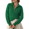 Dokotoo Women’s Sweaters 2026 Fall Winter Quarter Zip Ribbed Cable Knit(Mist Green)