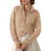Dokotoo Women’s Sweaters 2026 Fall Winter Quarter Zip Ribbed Cable Knit(Parchment)