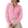 Dokotoo Women’s Sweaters 2026 Fall Winter Quarter Zip Ribbed Cable Knit(Pink)