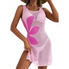 Dokotoo Women’s Swimsuit Cover up Crochet Beach Floral Hollow Slit Dresses(Light Pink)