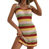 Dokotoo Women’s Swimsuit Cover up Crochet Beach Floral Hollow Slit Dresses(Red Stripe)