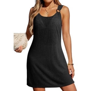 Dokotoo Swimsuit Coverup for Women Sheer Beach Cover Up Dress(Black)