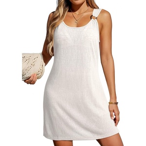 Dokotoo Swimsuit Coverup for Women Sheer Beach Cover Up Dress(White)