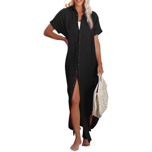 Dokotoo Womens Long Cardigans Swimsuit Cover Ups Summer Beach Dress(Black)