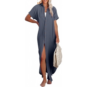 Dokotoo Womens Long Cardigans Swimsuit Cover Ups Summer Beach Dress(Dark Grey)