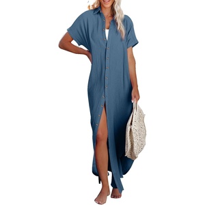 Dokotoo Womens Long Cardigans Swimsuit Cover Ups Summer Beach Dress(Dusk Blue)