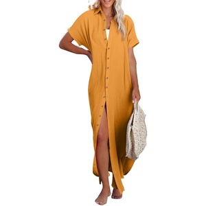 Dokotoo Womens Long Cardigans Swimsuit Cover Ups Summer Beach Dress(Vitality Orange)