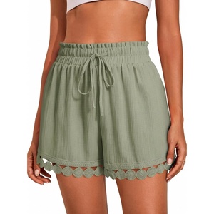 Dokotoo Womens Shorts Summer Elastic Waist Wide Leg Lace Beach Cover Ups(Green)